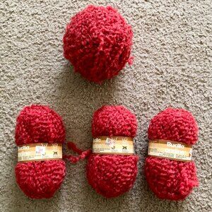 Vintage Ondine for Bucilla Yarn Red Wool Blend NWT Lot of 4